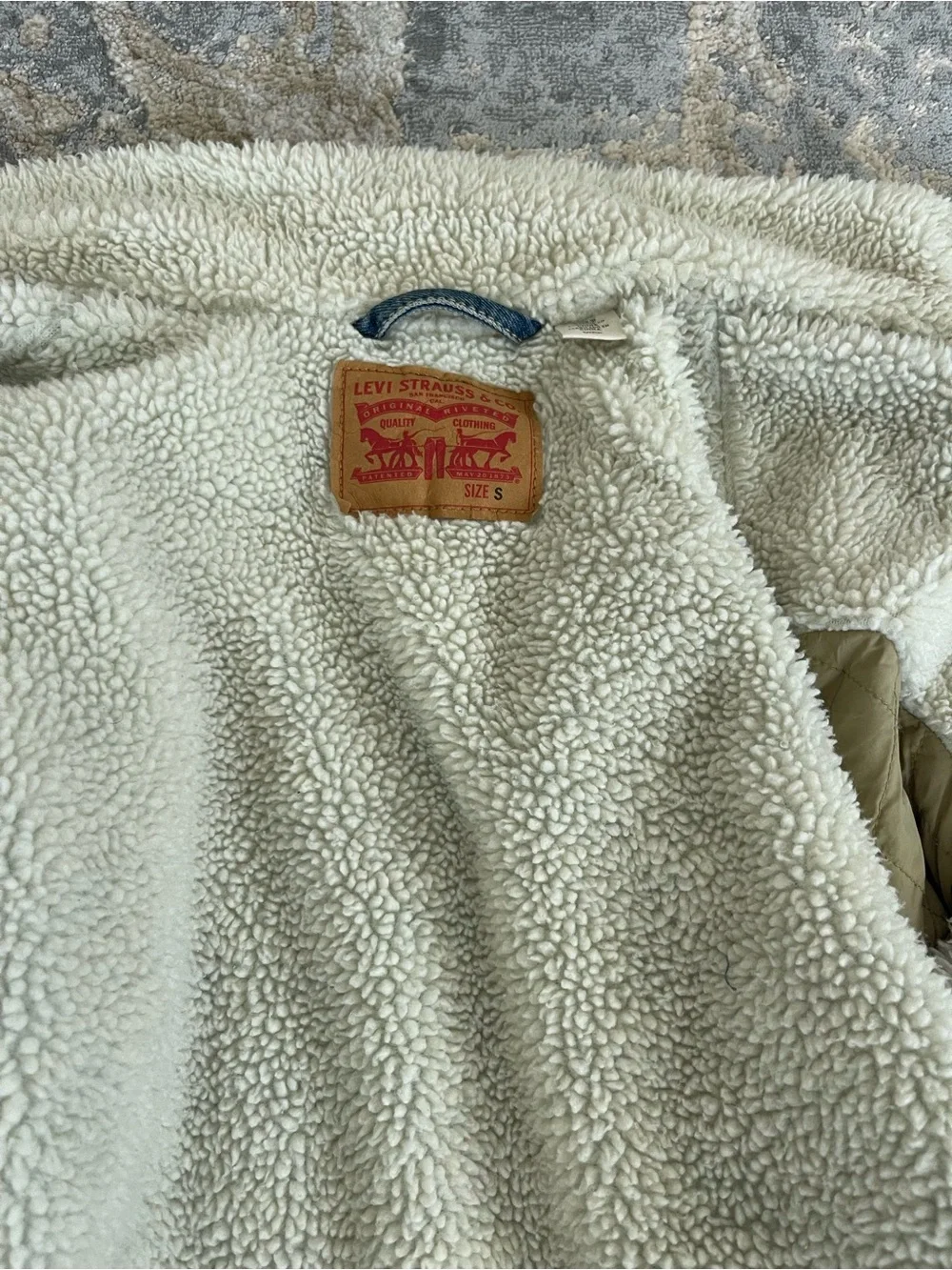Levi's Light Blue Denim Sherpa Jacket with Cream Collar